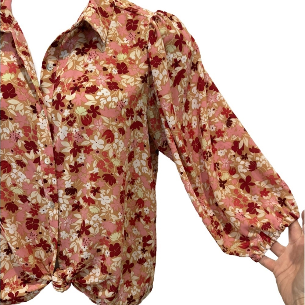 Nanette Lepore Red and Pink Floral Blouse - Picture 4 of 9